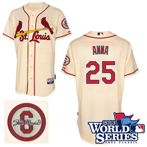 Dean Anna #25 Youth Baseball Jersey-St Louis Cardinals Authentic Commemorative Musial 2013 World Series MLB Jersey